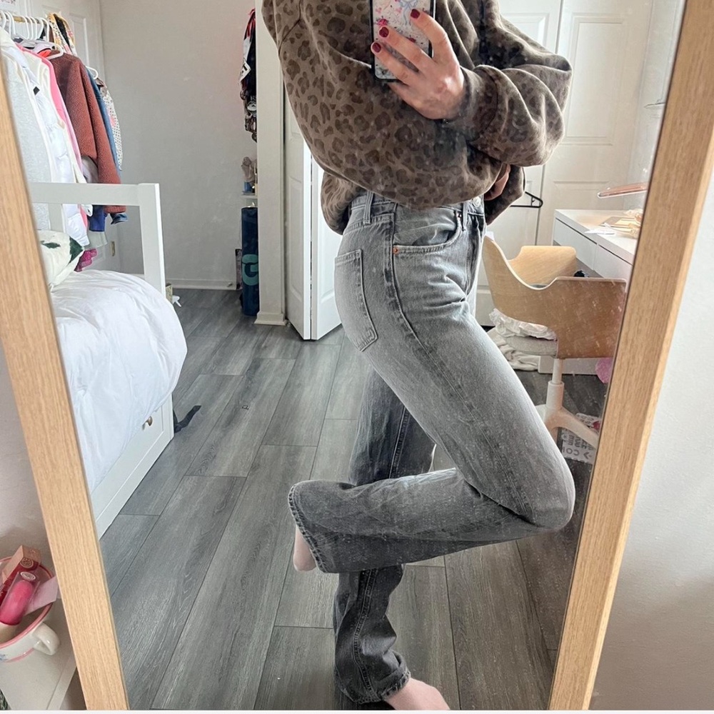 Zara TRF midrise wide leg jeans gray size 0 Gray Women's Jeans